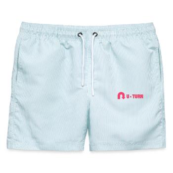 U-TURN - Männer Badeshorts - hellblau gestreift - Vorne - AI Model Male 178 light (178cm)