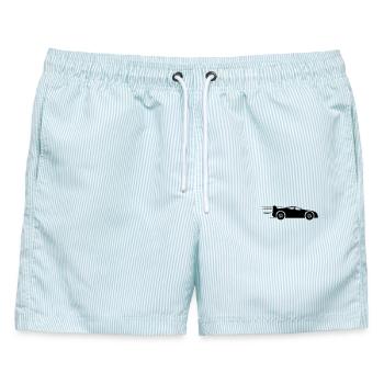 Sportwagen und Rennsport - Männer Badeshorts - hellblau gestreift - Vorne - AI Model Male 178 light (178cm)