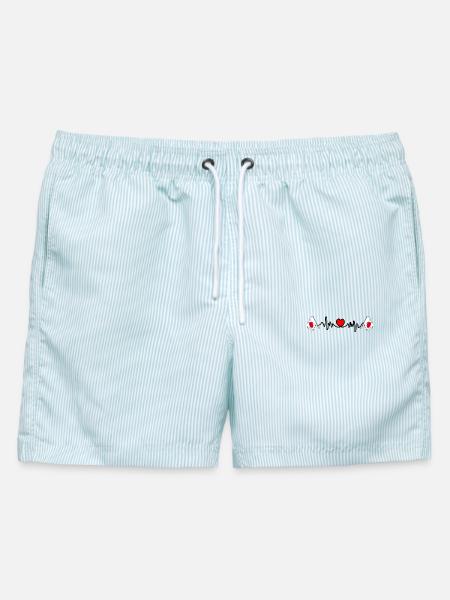 Herzfrequenz-Cardio für Japan - Männer Badeshorts - hellblau gestreift
