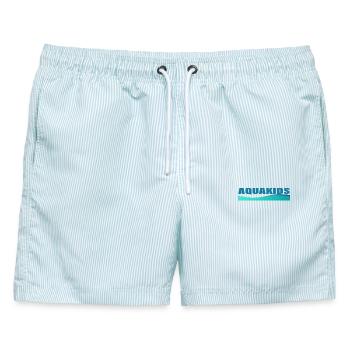 AQUAKIDS - Männer Badeshorts - hellblau gestreift - Vorne - AI Model Male 178 light (178cm)