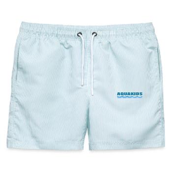 AQUAKIDS - Männer Badeshorts - hellblau gestreift - Vorne - AI Model Male 178 light (178cm)