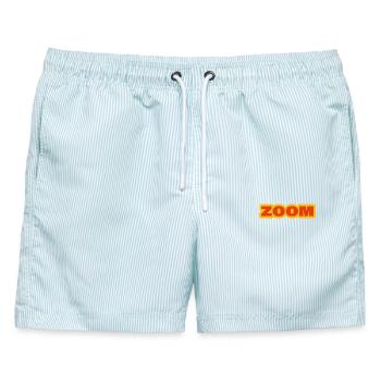 ZOOM - Männer Badeshorts - hellblau gestreift - Vorne - AI Model Male 178 light (178cm)