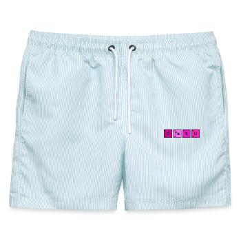 Otaku Neon Block Manga - Männer Badeshorts - hellblau gestreift - Vorne - AI Model Male 178 light (178cm)