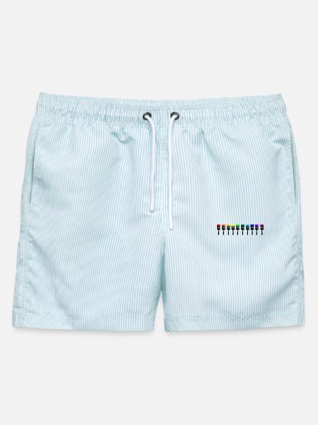 Farbige Pinsel - Männer Badeshorts - hellblau gestreift