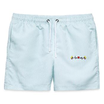 Herzfrequenz-Cardio für Ecuador - Männer Badeshorts - hellblau gestreift - Vorne - AI Model Male 178 light (178cm)