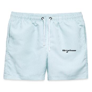 Vegetarier - Männer Badeshorts - hellblau gestreift - Vorne - AI Model Male 178 light (178cm)