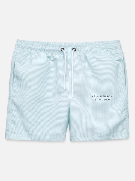 Kein Mensch ist illegal Statement Human Rights - Männer Badeshorts - hellblau gestreift