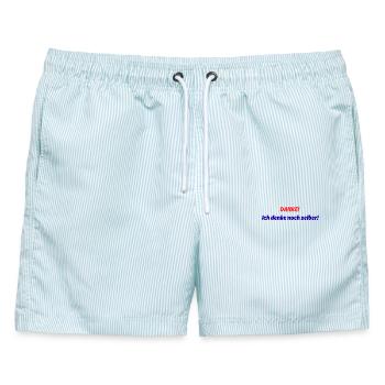 Danke! ich denke noch selber! - Männer Badeshorts - hellblau gestreift - Vorne - AI Model Male 178 light (178cm)
