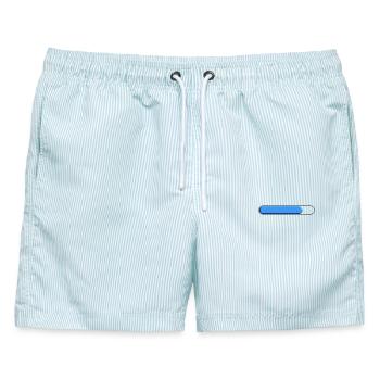 Durchschnittliche Spurweite Blau (drei Viertel) - Männer Badeshorts - hellblau gestreift - Vorne - AI Model Male 178 light (178cm)