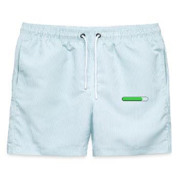 Durchschnittliche Spurweite Grün (drei Viertel) - Männer Badeshorts - hellblau gestreift - Vorne - AI Model Male 178 light (178cm)