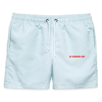 Es eskaliert eh! - Männer Badeshorts - hellblau gestreift - Vorne - AI Model Male 178 light (178cm)
