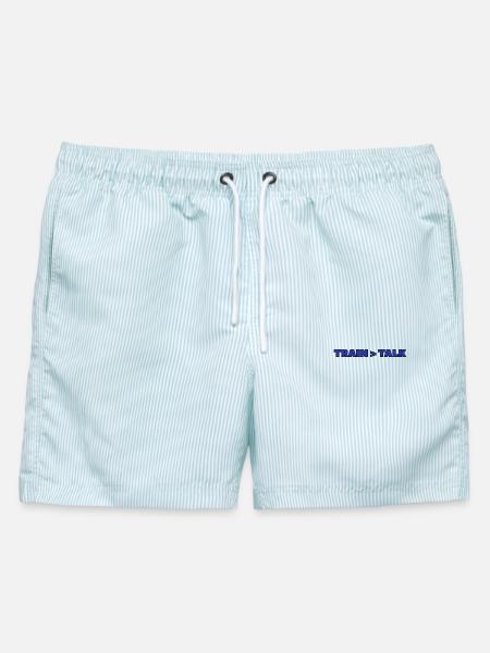 Train > Talk – Design der Arena- und Kämpfer-Mentalität - Männer Badeshorts - hellblau gestreift