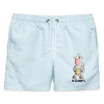 Alkuhhol - Männer Badeshorts - hellblau gestreift - Vorne - AI Model Male 178 light (178cm)
