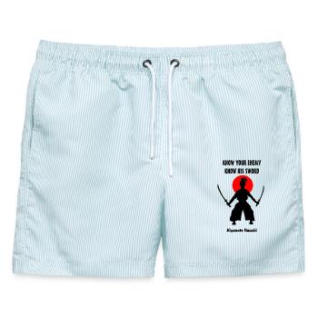 Zauber von Miyamoto Mushashi 1 schwarz - Männer Badeshorts - hellblau gestreift - Vorne - AI Model Male 178 light (178cm)