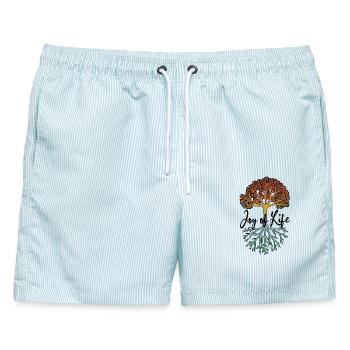 Joy of Life - Männer Badeshorts - hellblau gestreift - Vorne - AI Model Male 178 light (178cm)