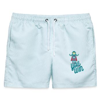 Du hast gewonnen: Geek Motivational Superhero Sport Gewinner - Männer Badeshorts - hellblau gestreift - Vorne - AI Model Male 178 light (178cm)