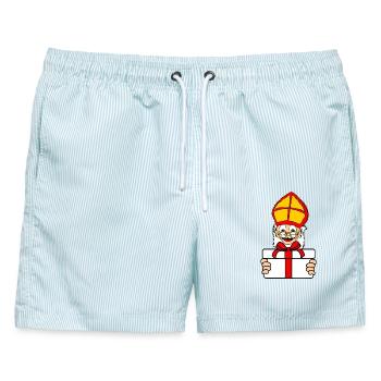 Sinterklaas Geschenk - Männer Badeshorts - hellblau gestreift - Vorne - AI Model Male 178 light (178cm)
