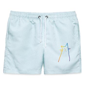 Rainbow Cat - Männer Badeshorts - hellblau gestreift - Vorne - AI Model Male 178 light (178cm)