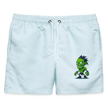 Zombie - Männer Badeshorts - hellblau gestreift - Vorne - AI Model Male 178 light (178cm)