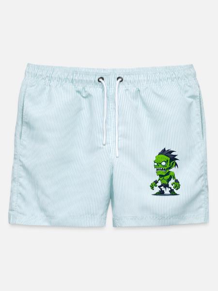 Zombie - Männer Badeshorts - hellblau gestreift