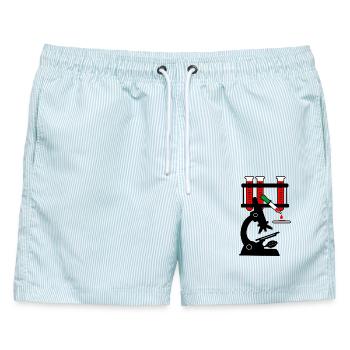 Blutspende microschoop - Männer Badeshorts - hellblau gestreift - Vorne - AI Model Male 178 light (178cm)