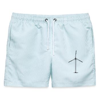 Windrad Illustration - Männer Badeshorts - hellblau gestreift - Vorne - AI Model Male 178 light (178cm)