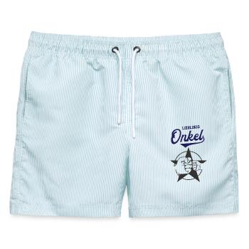 Lieblingsonkel Onkel Patenonkel Bruder Pate - Männer Badeshorts - hellblau gestreift - Vorne - AI Model Male 178 light (178cm)