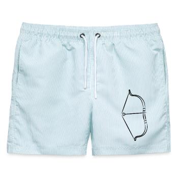 Bogen und Pfeil Skizze - Männer Badeshorts - hellblau gestreift - Vorne - AI Model Male 178 light (178cm)