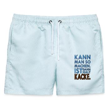  Kann Man So Machen Ist Dann Halt Kacke Spruch - Männer Badeshorts - hellblau gestreift - Vorne - AI Model Male 178 light (178cm)