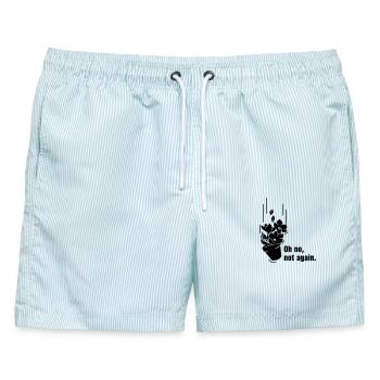 Fallender Topf Petunien - Männer Badeshorts - hellblau gestreift - Vorne - AI Model Male 178 light (178cm)