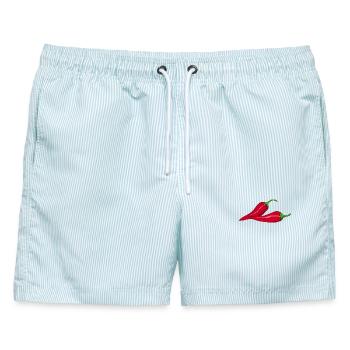 Hot Chili - Männer Badeshorts - hellblau gestreift - Vorne - AI Model Male 178 light (178cm)