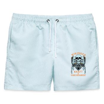 Wikinger Krieger, Krieger, Wikinger - Männer Badeshorts - hellblau gestreift - Vorne - AI Model Male 178 light (178cm)