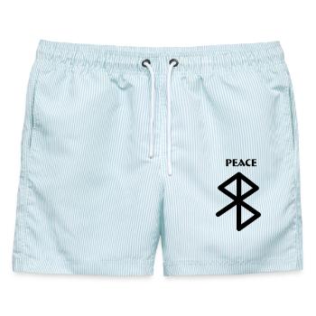 Peace Viking Runen mit Text PEACE - Männer Badeshorts - hellblau gestreift - Vorne - AI Model Male 178 light (178cm)