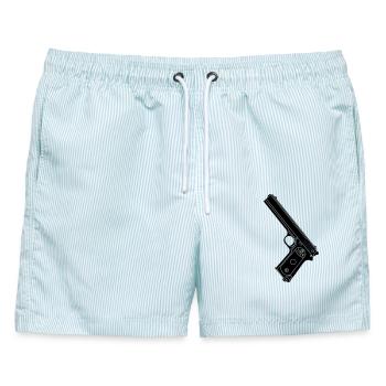 Militärpistole 38 Colt - Männer Badeshorts - hellblau gestreift - Vorne - AI Model Male 178 light (178cm)