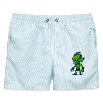Zombie - Männer Badeshorts - hellblau gestreift - Vorne - AI Model Male 178 light (178cm)
