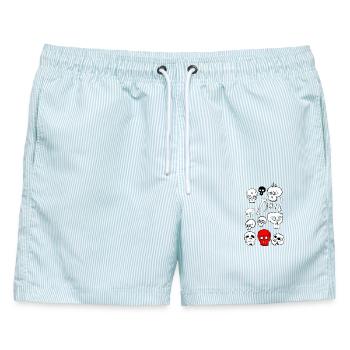 Skull-Design mit Farbkontrast - Männer Badeshorts - hellblau gestreift - Vorne - AI Model Male 178 light (178cm)