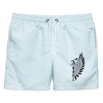 Flügel Engel Engelsflügel Angel - Männer Badeshorts - hellblau gestreift - Vorne - AI Model Male 178 light (178cm)