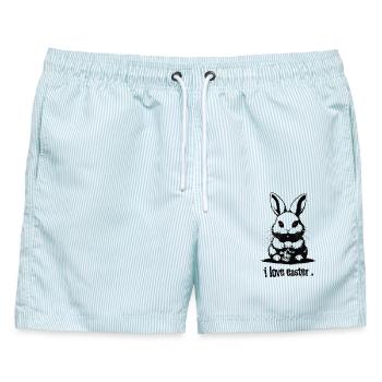 Eeaster Bunny - Männer Badeshorts - hellblau gestreift - Vorne - AI Model Male 178 light (178cm)