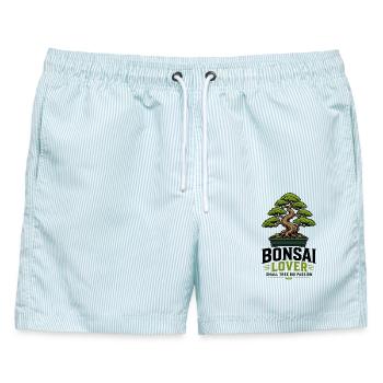 Japanische Bonsai-Baum Pflanze BonsaiLover Bonsai - Männer Badeshorts - hellblau gestreift - Vorne - AI Model Male 178 light (178cm)