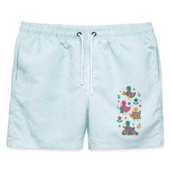 Lustige Enten für Häkelliebhaber und Garn - Männer Badeshorts - hellblau gestreift - Vorne - AI Model Male 178 light (178cm)