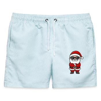 Sonnenbrillen-Weihnachtsmann-Ikone - Männer Badeshorts - hellblau gestreift - Vorne - AI Model Male 178 light (178cm)
