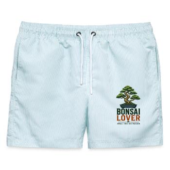 Japanische Bonsai-Baum Pflanze Bonsai-Lover Bonsai - Männer Badeshorts - hellblau gestreift - Vorne - AI Model Male 178 light (178cm)