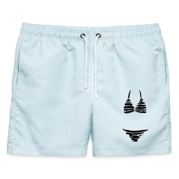 Gestreifter Bikini - Männer Badeshorts - hellblau gestreift - Vorne - AI Model Male 178 light (178cm)