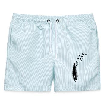 Feder und Vögel Vogelschwarm - Männer Badeshorts - hellblau gestreift - Vorne - AI Model Male 178 light (178cm)