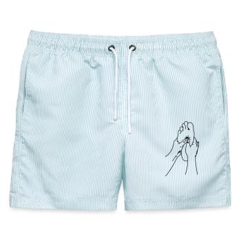 Shiatsu-Massage - Männer Badeshorts - hellblau gestreift - Vorne - AI Model Male 178 light (178cm)
