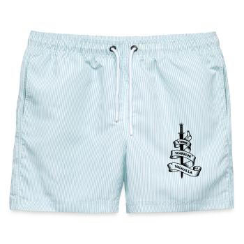Wikingerflagge Banner - Männer Badeshorts - hellblau gestreift - Vorne - AI Model Male 178 light (178cm)