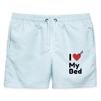 Herzruhe Schlafendes Herz - Männer Badeshorts - hellblau gestreift - Vorne - AI Model Male 178 light (178cm)