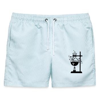 Labor - Männer Badeshorts - hellblau gestreift - Vorne - AI Model Male 178 light (178cm)
