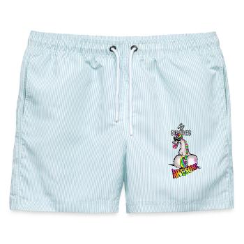Unicorn 50 shadesawe - Männer Badeshorts - hellblau gestreift - Vorne - AI Model Male 178 light (178cm)