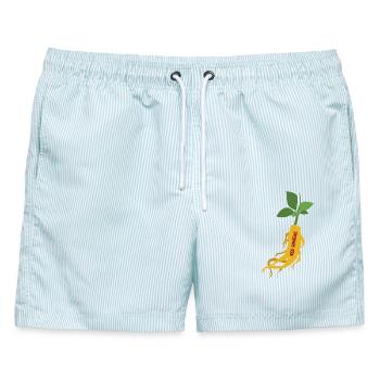 Koreanischer Roter Ginseng – Power Wurzel - Männer Badeshorts - hellblau gestreift - Vorne - AI Model Male 178 light (178cm)